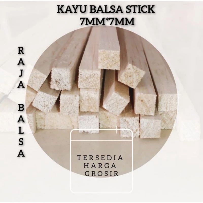 5pcs kayu balsa stik 7mm x 7mm x 1000mm kayu maket