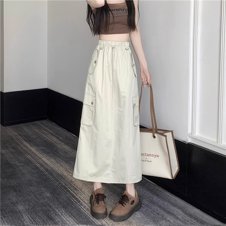 Emily Rok-Kekinian Korean Fashion New Highwaist Rok Midi Cargo