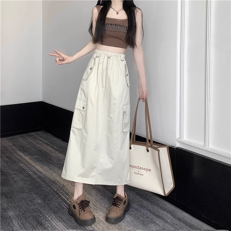 Emily Rok-Kekinian Korean Fashion New Highwaist Rok Midi Cargo