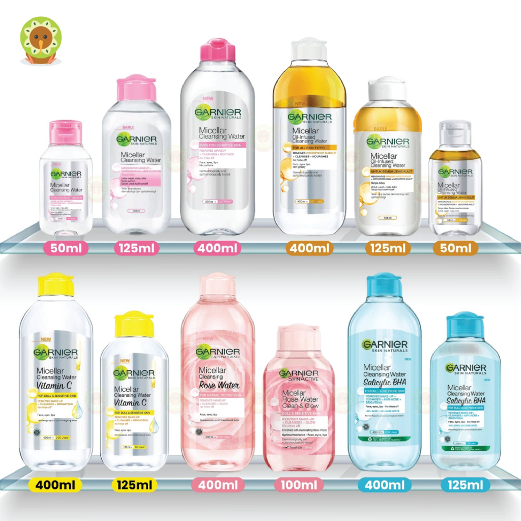 GARNIER MICELLAR WATER PINK BLUE BI-PHASE OIL VIT C 50ML 125ML