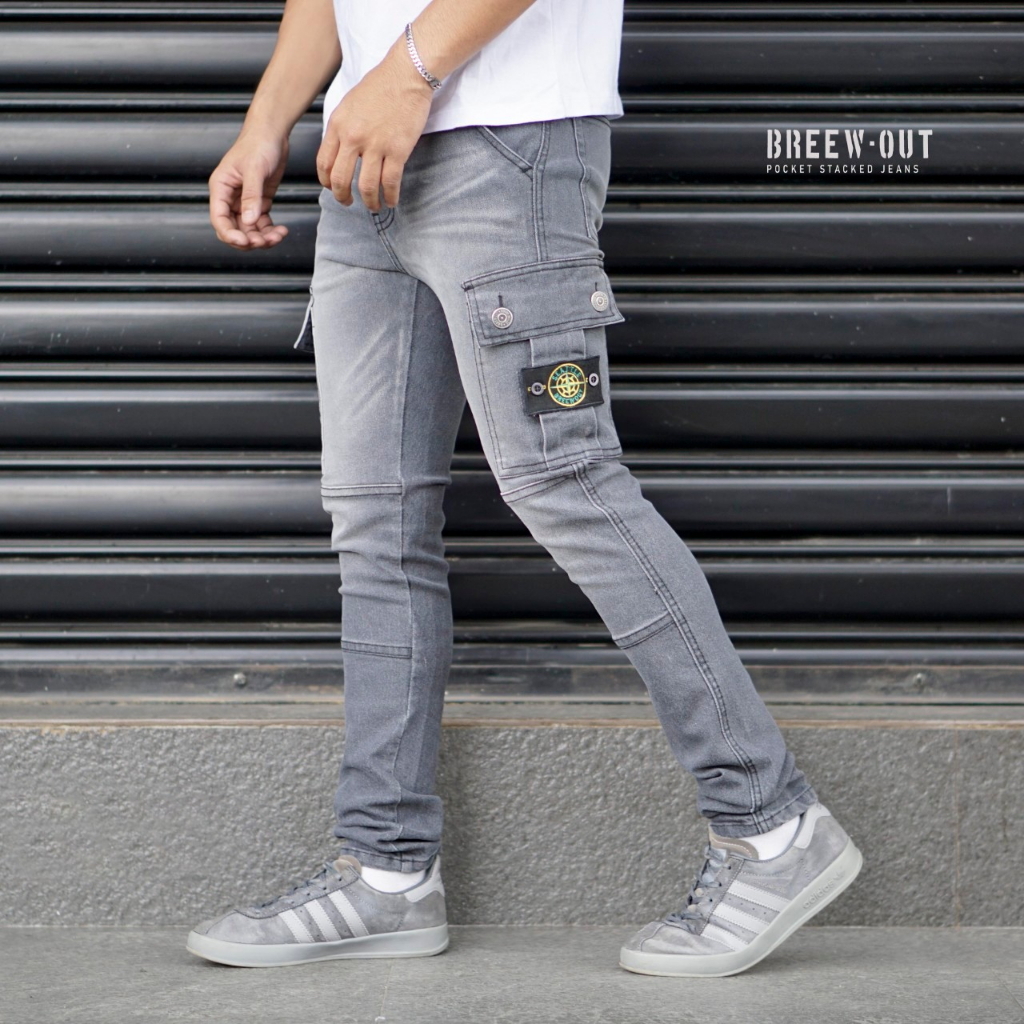 celana jeans cargo pria / jeans pria cargo / cargo jeans pria / jeans cargo pria panjang slim fit / 