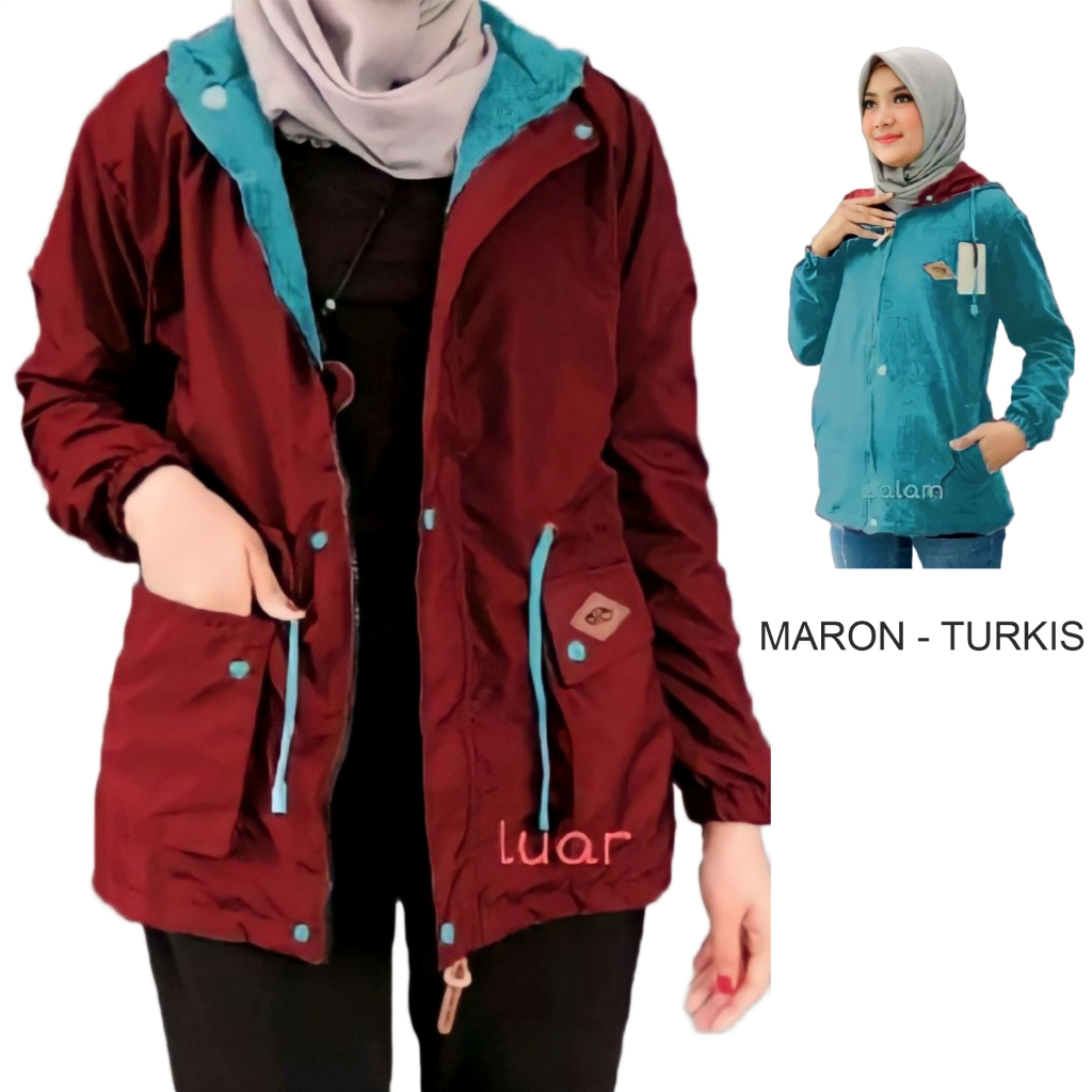 Jaket Bb Parka 2in1 Wanita Nevy Turkis Ukuran L - XL - XXL