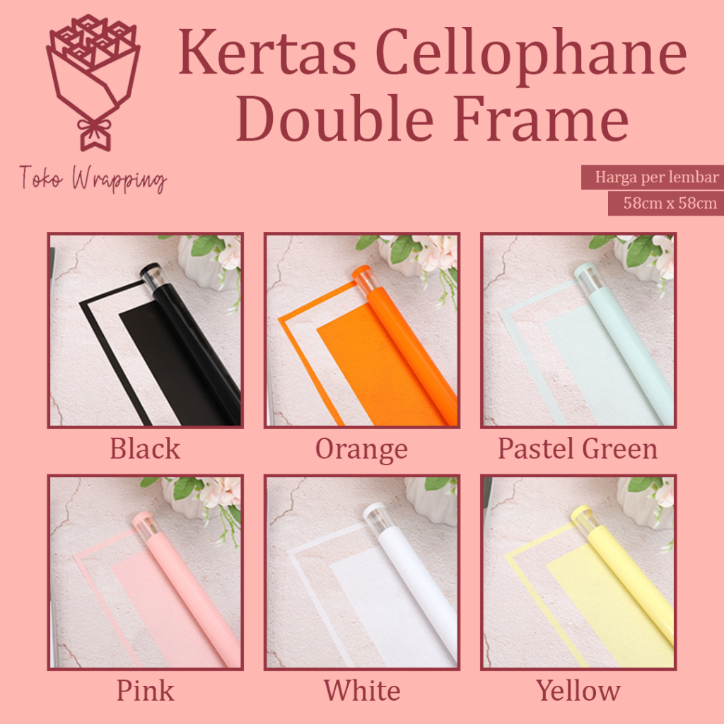 

Kertas Cellophane Buket Bunga (Double Frame) Flower Wrapping Paper Celophane / Chellophane Murah untuk Snack Uang