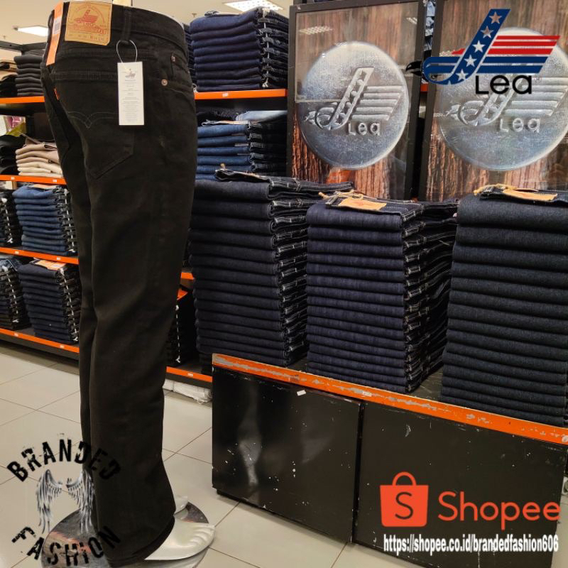 Celana Panjang Jeans Pria LEA 606 Black Original Standar Reguler