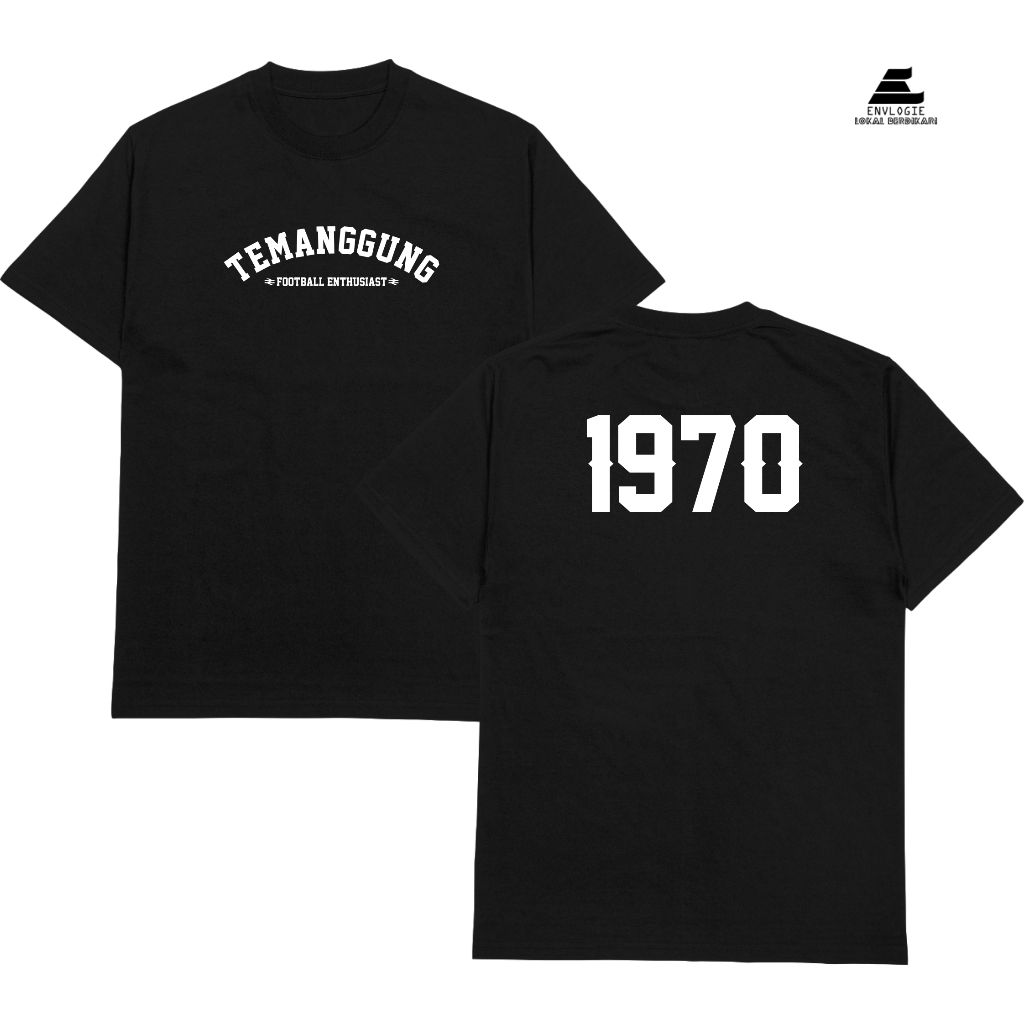 Envlogie t-shirt kaos suporter kota temanggung 1970 hitam putih dan gold lengan pendek | env024jaten