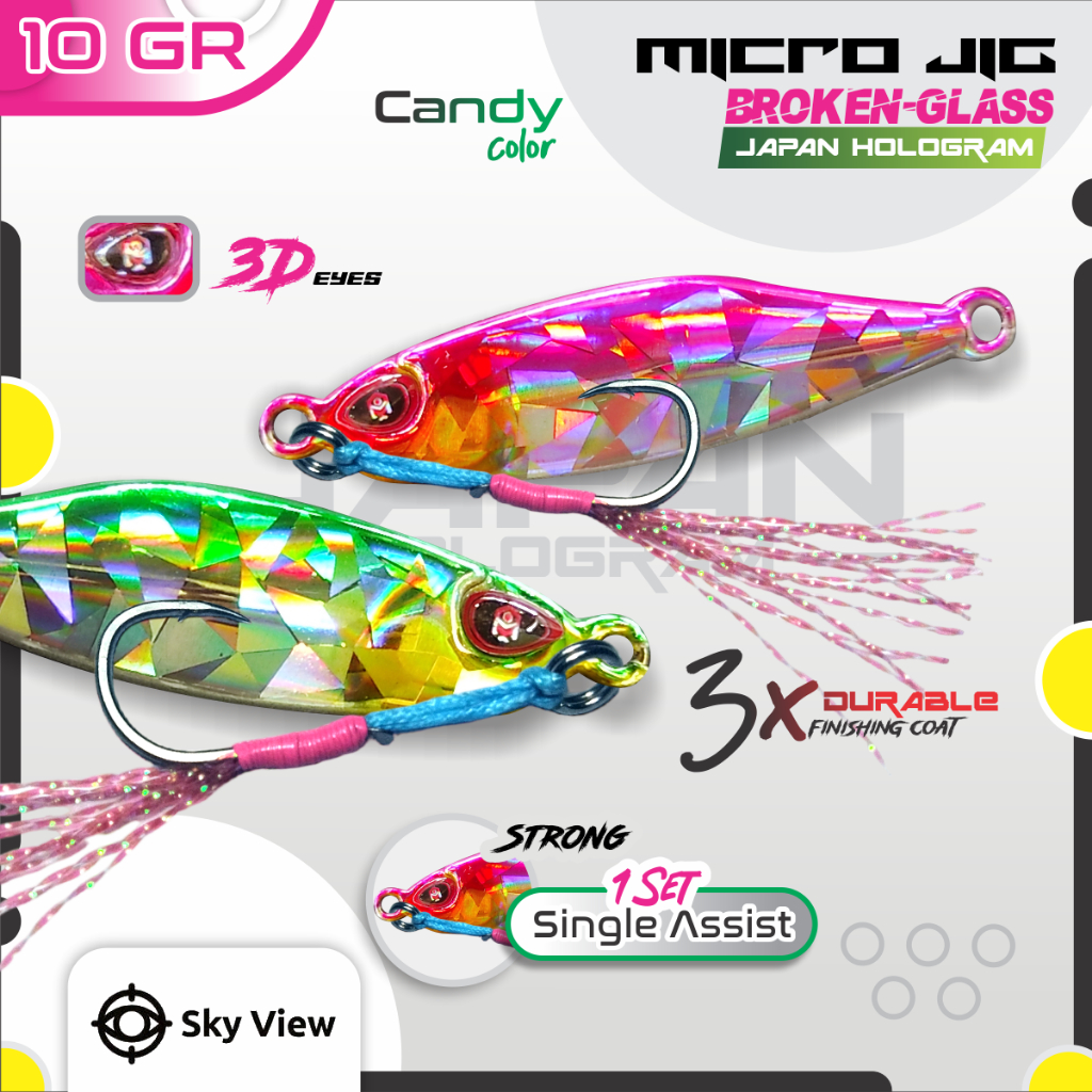 Micro Jig 10 Gram Killer + Single Assist Hook Umpan Pancing Laut Casting Lure