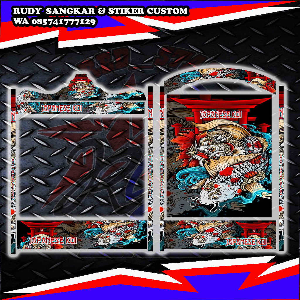STIKER DECAL SANGKAR BURUNG KOTAK DECAL MOTIF IKAN KOI JAPANESE ELEGAN DAN KEREN COCOK UNTUK SANGKAR