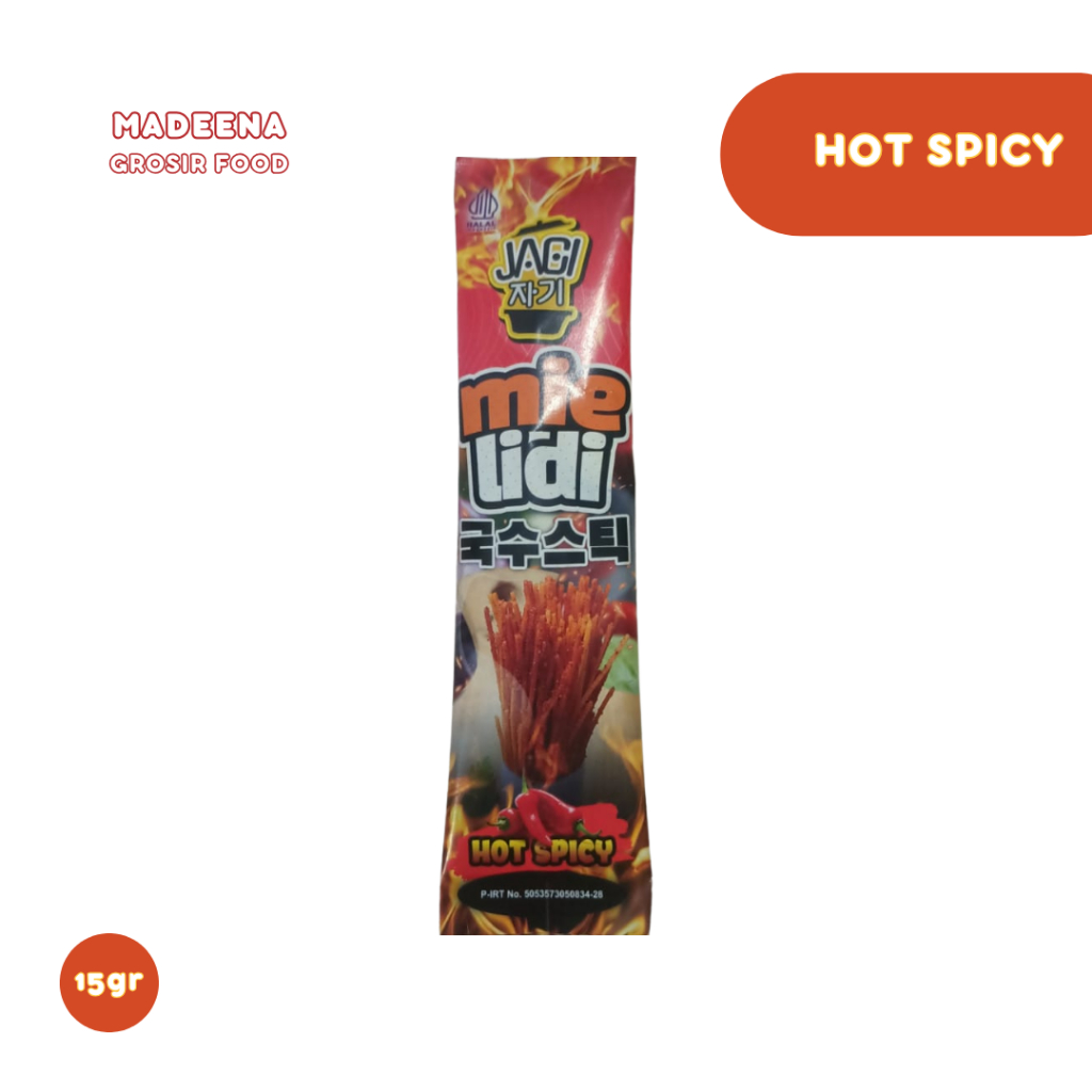 

Jagi Mie Lidi Rasa Hot Spicy Non MSG 15gr Jajanan Jadul Jajanan Anak Mie Lidi Pedas