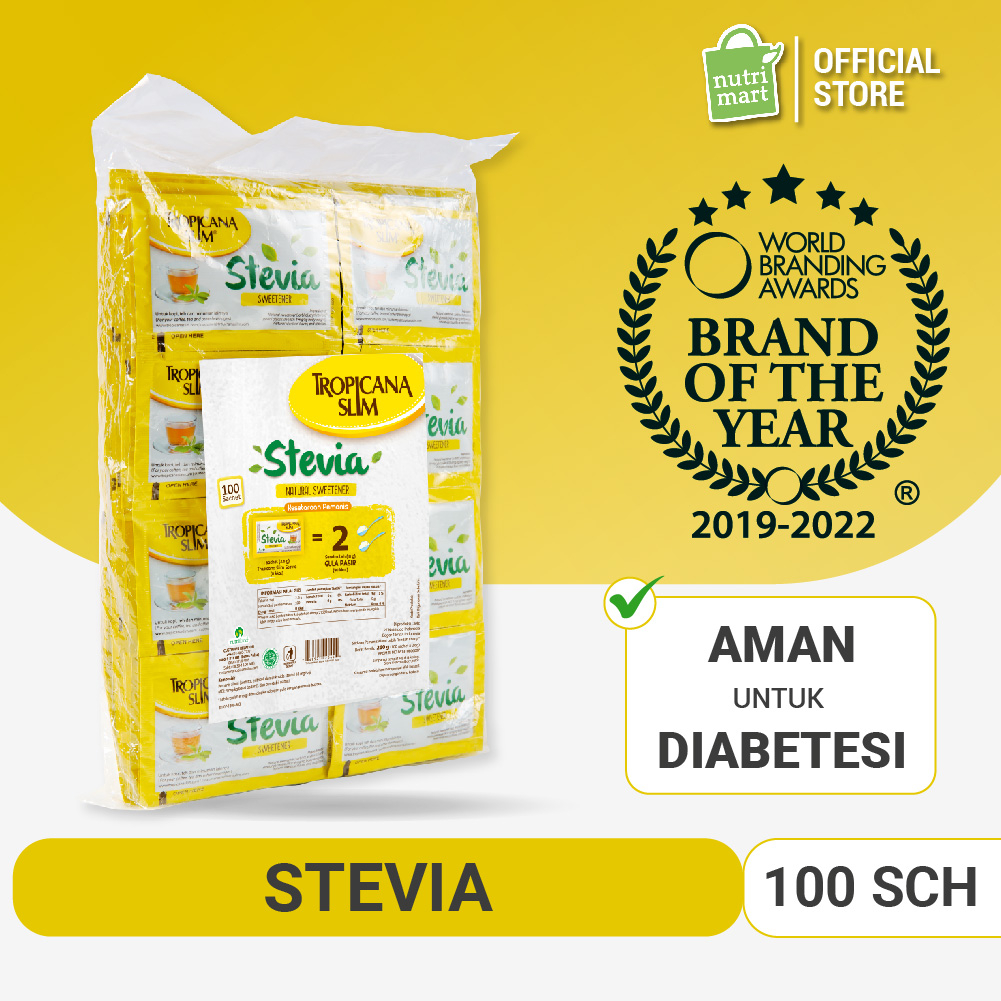 

Tropicana Slim Sweetener Stevia 100 Sachet - Pemanis Alami untuk Batasi Gula