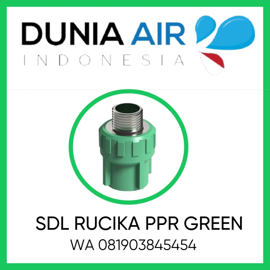 SDL PPR Rucika Soket 25 mm Drat Luar 3/4" SDL Male Thread PPR Green