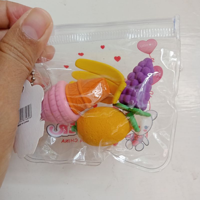 

(Isi 4 pcs) Penghapus Lucu Penghapus 3D Bentuk Makanan Buah Sayuran