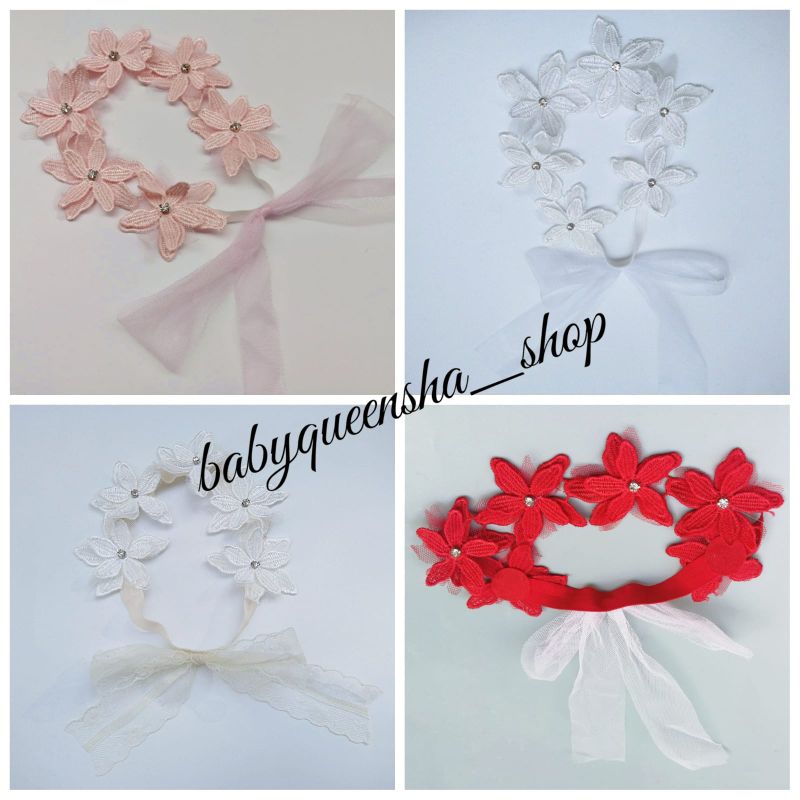 bandana anak merah/bandana bayi/bando anak/bandana bunga anak/bandana/bando bayi