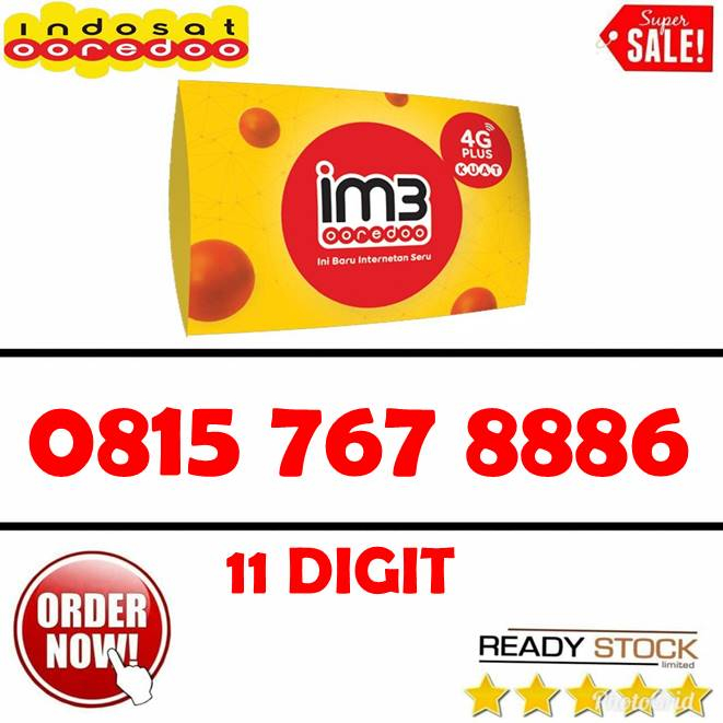 Nomor Cantik Im3 ooredoo kartu perdana indosat 4G plus rapih obral 0206