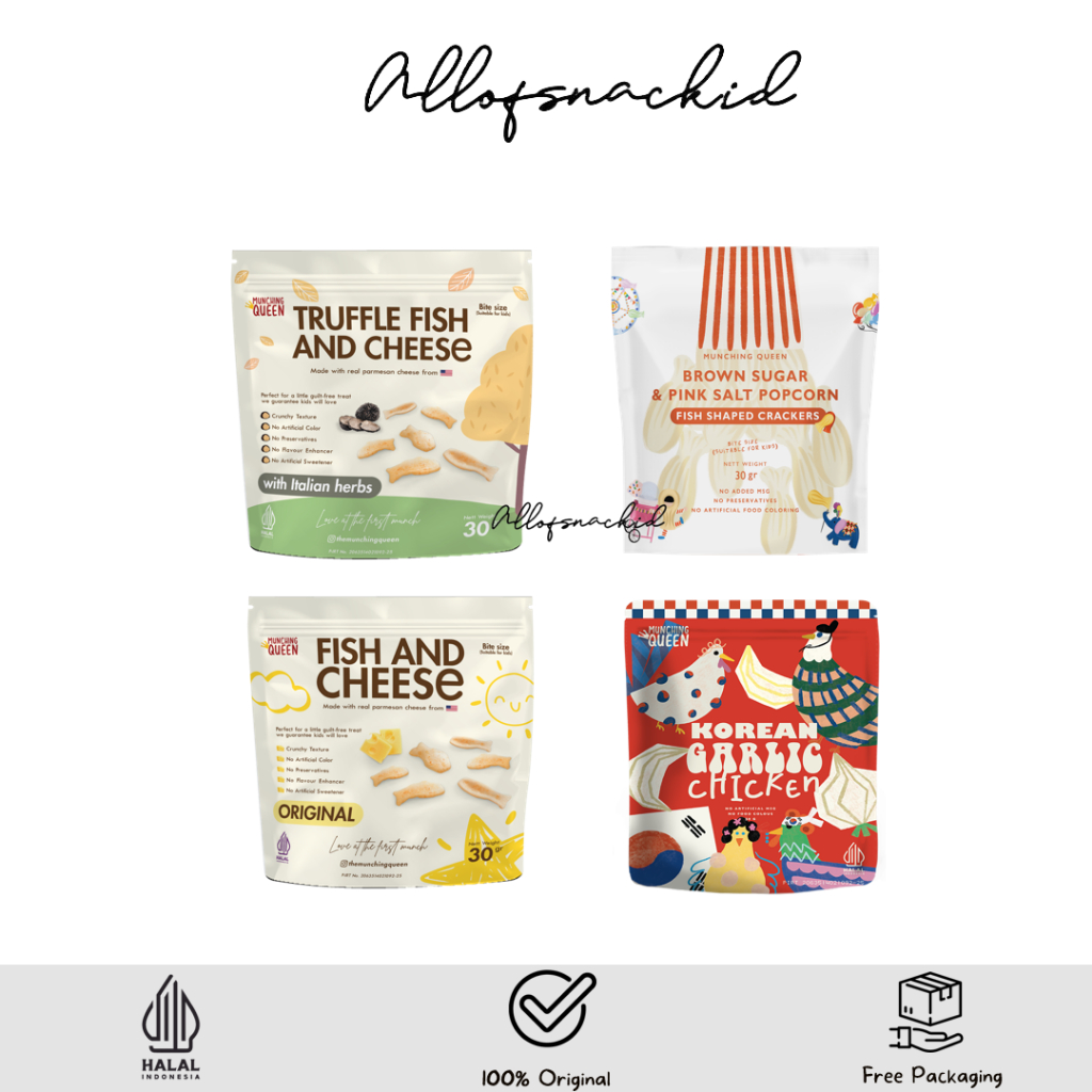 

Munching Queen - Fish and Cheese Chips - Kids Friendly Series - Cemilan Anak - 30gr - Pouch