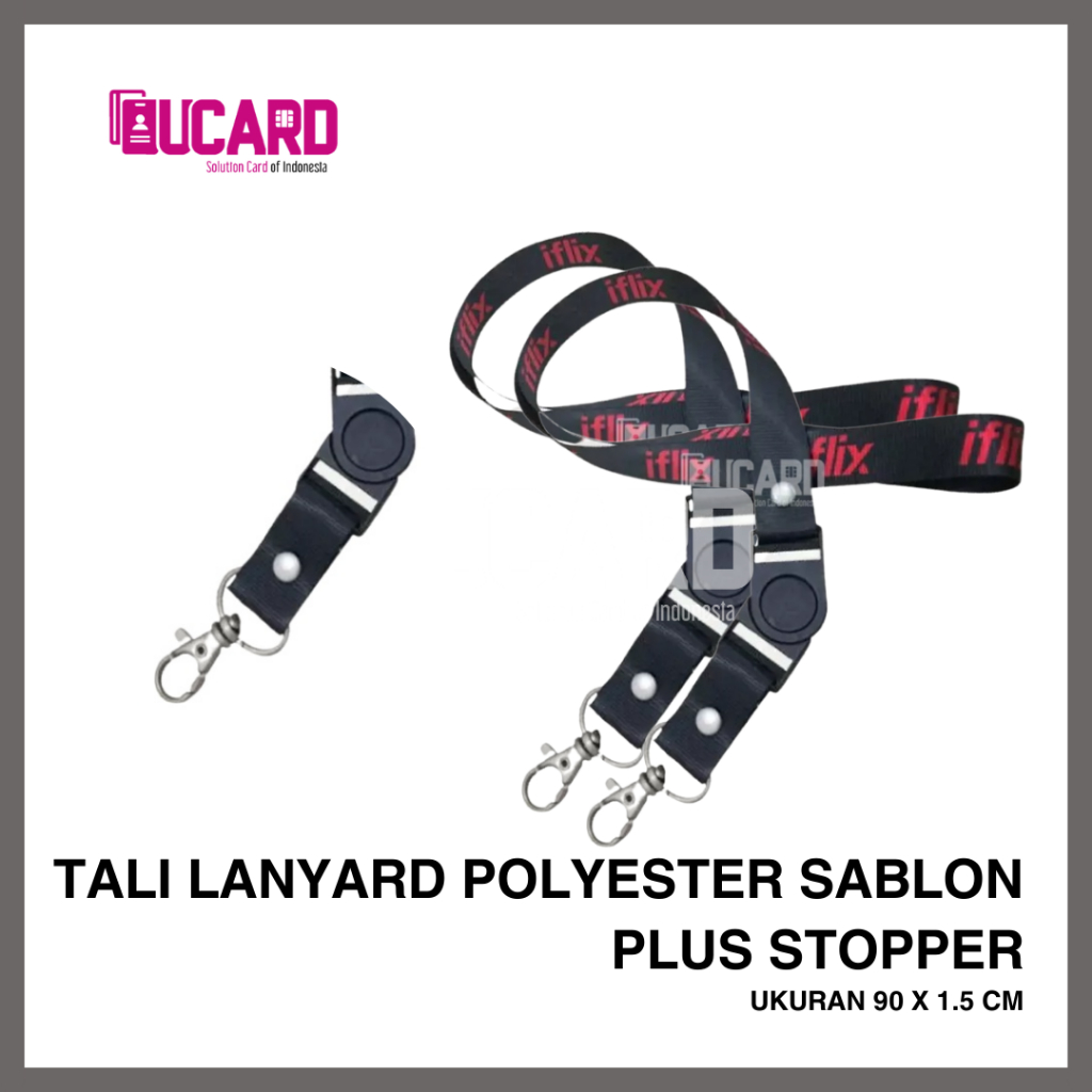 

CUSTOM TALI LANYARD / TALI ID CARD PEGAWAI SABLON 1,5CM PLUS STOPPER