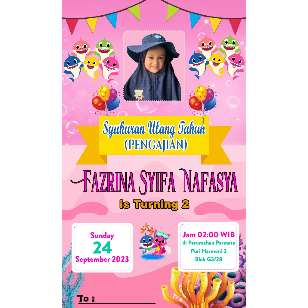 DESAIN UNDANGAN ULTAH CUSTOM TANPA CETAK