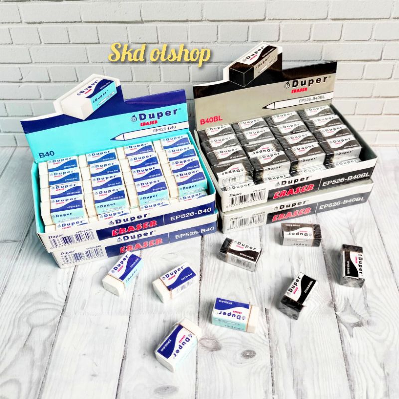 

Penghapus Duper Eraser hapusan BP40 B40BL Hitam dan Putih ( 1 pack isi 40 pcs )