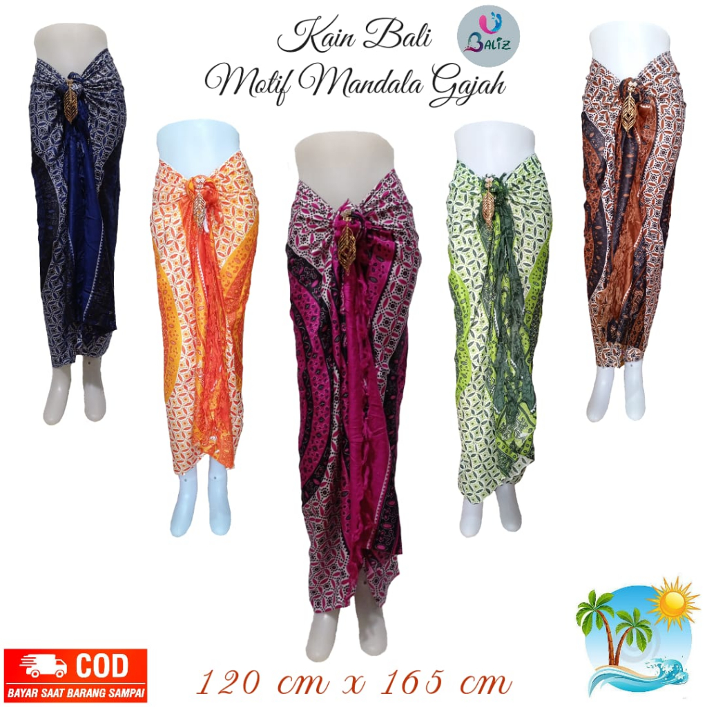 PROMO KAIN BALI PANTAI - KAIN BALI MOTIF MANDALA GAJAH RUMBAI STANDAR - SARUNG PANTAI BALIZZMODE -