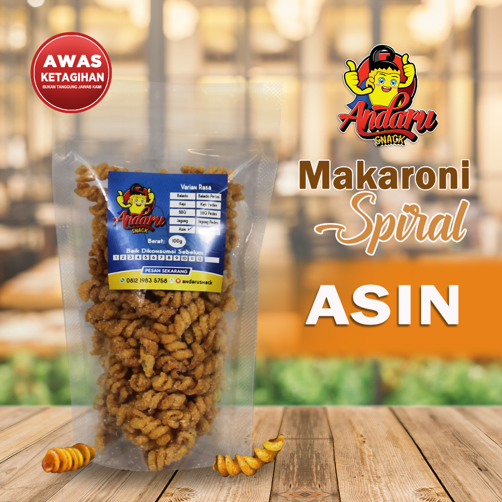 

Cemilan Nikmat Makaroni Spiral Andaru Snack Crispy Nikmat - Rasa Asin