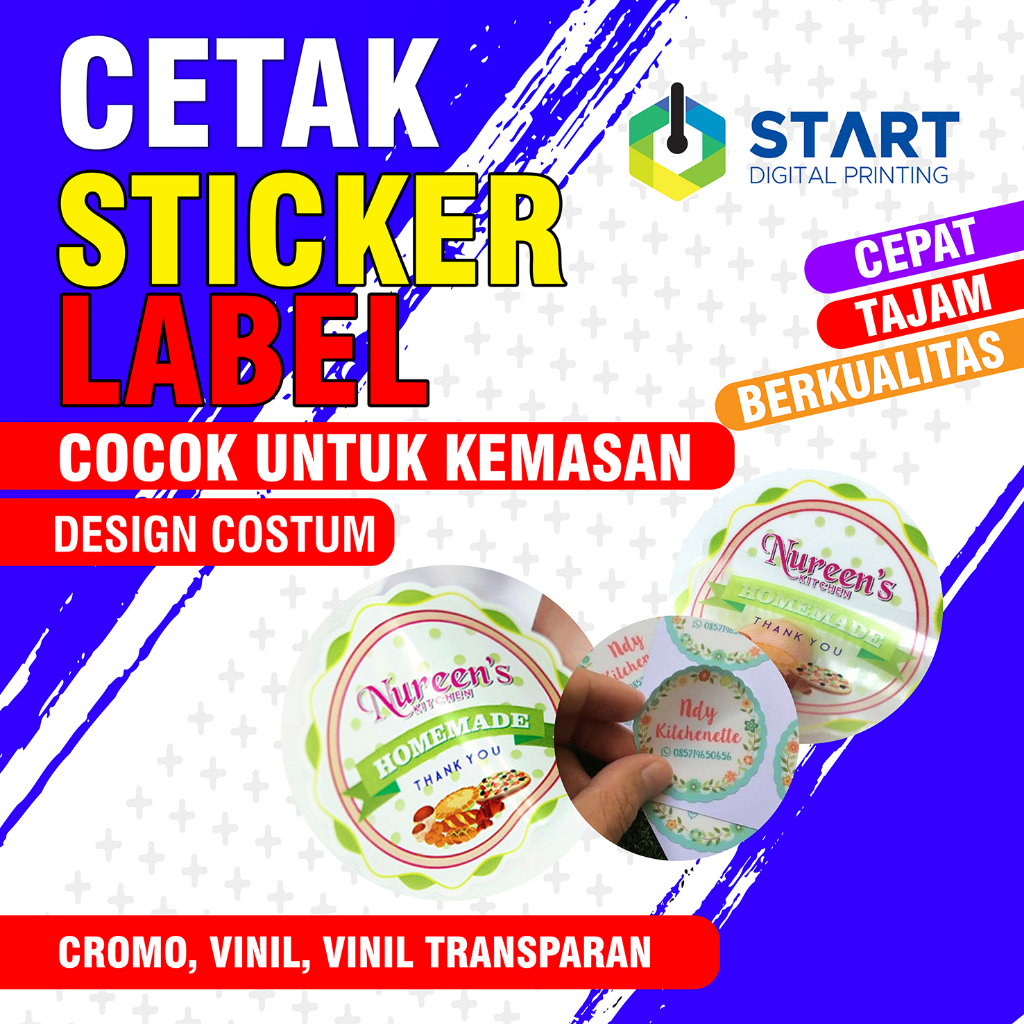 

Cetak stiker label kemasan produk cutting sesuai bentuk