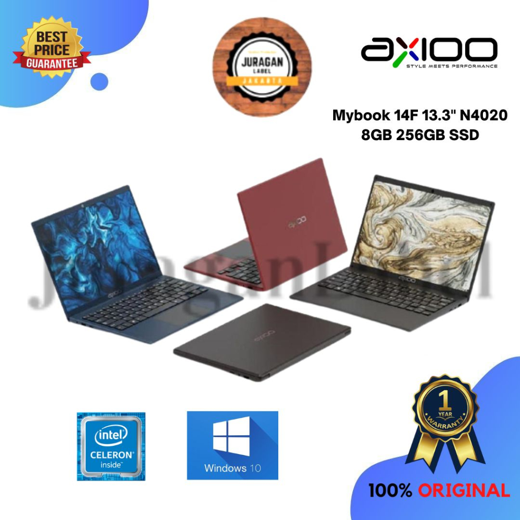 Laptop Mybook Axioo 14F N4020 13.3" SSD DOS Win10 Pro 8GB 256GB