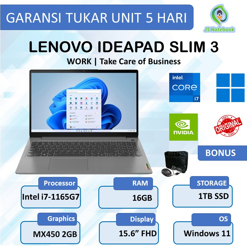 Laptop Lenovo Ideapad Slim 3i MX450 2GB i7-1165G7 16GB 1TB SSD WIN11