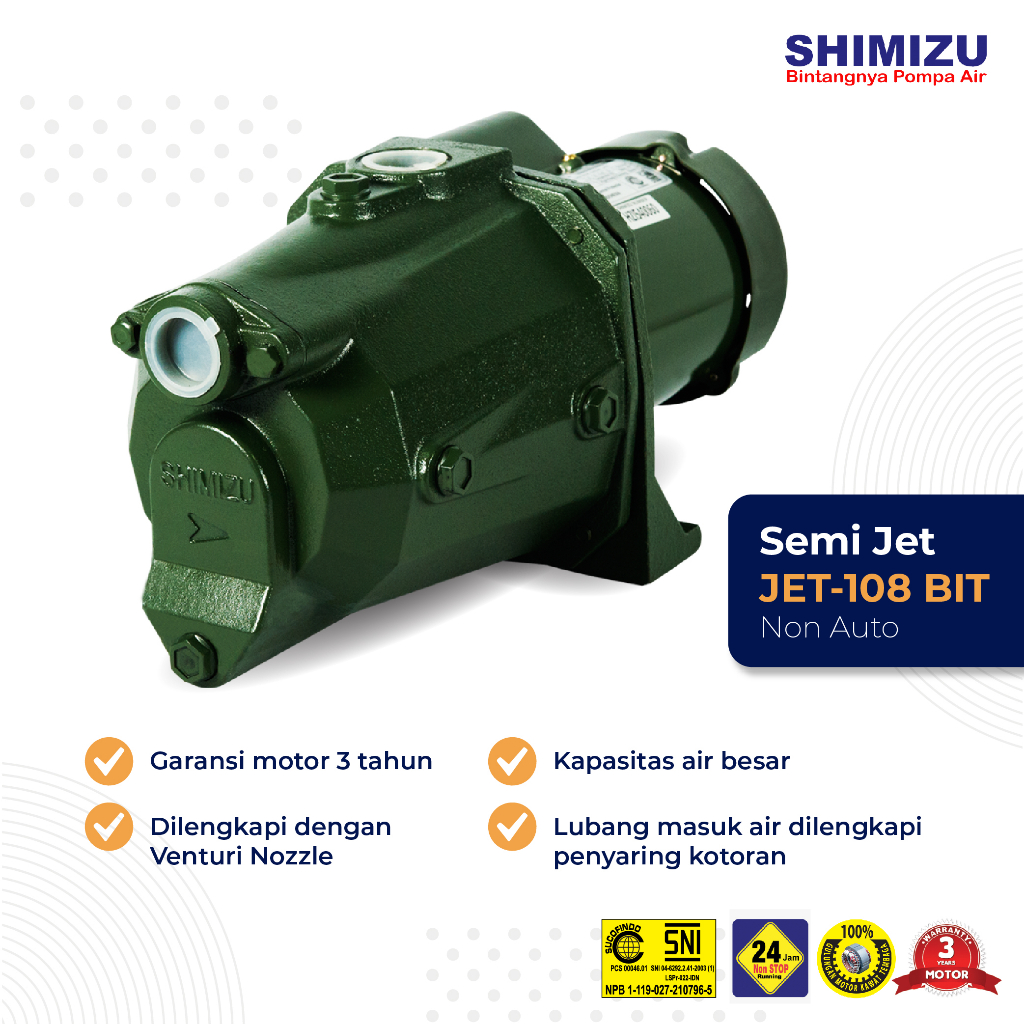 Shimizu JET108BIT Pompa Air Sumur Dangkal / Semi Jet Pump