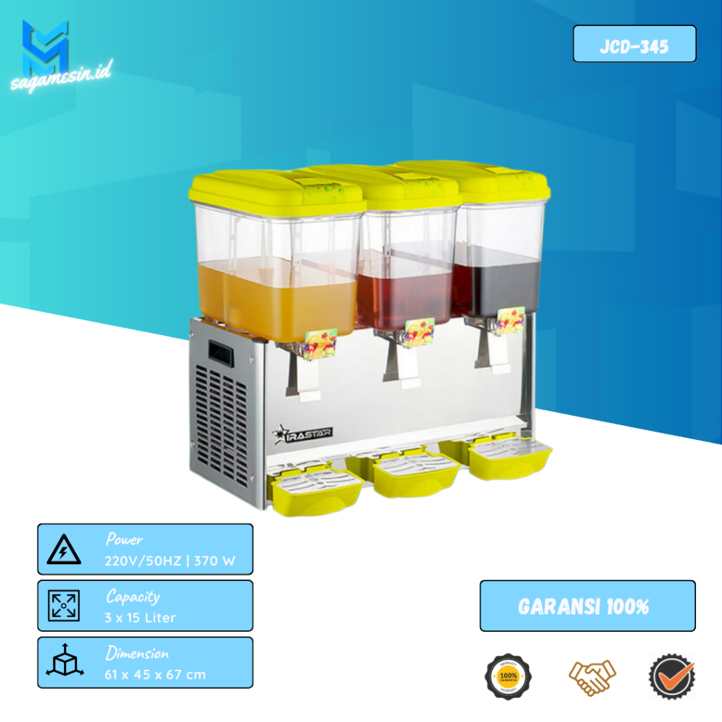 Juice Dispenser JCD-345 Wirastar | Jus Dispenser 3 Tabung | Jus Dispenser 15 Liter | Jus Dispenser B