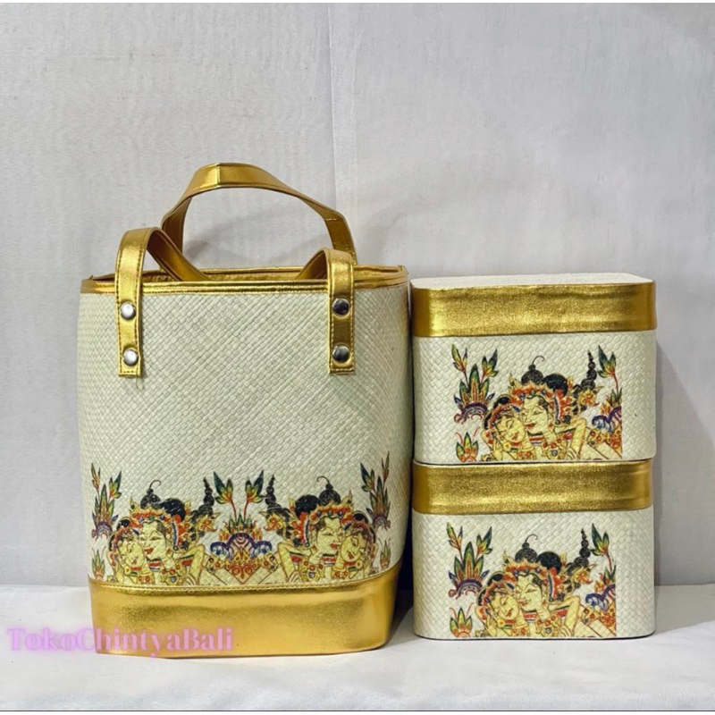 TAS PANDAN SET 2 FREE NAMA UKURAN ANAK KEBEN 20 CM X20 CM