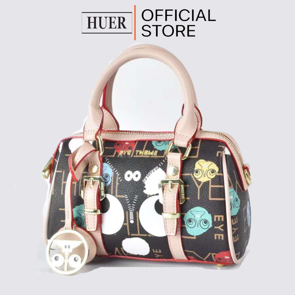 HUER ~ Tas Wanita Boeliya Eye Theme Printed Boston Bag 9454-349