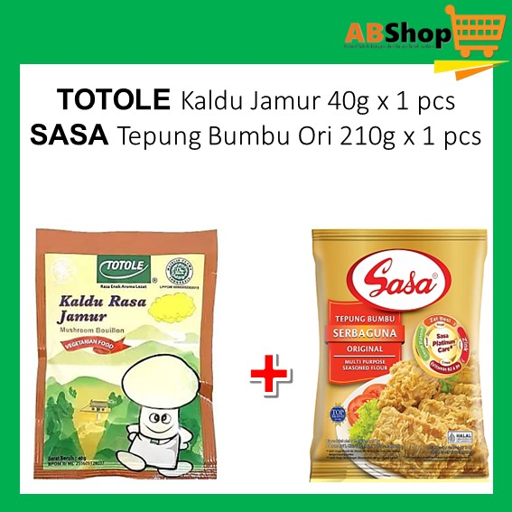 

TOTOLE Kaldu Jamur 40g x1 + SASA Tepung Bumbu ori 210g x1