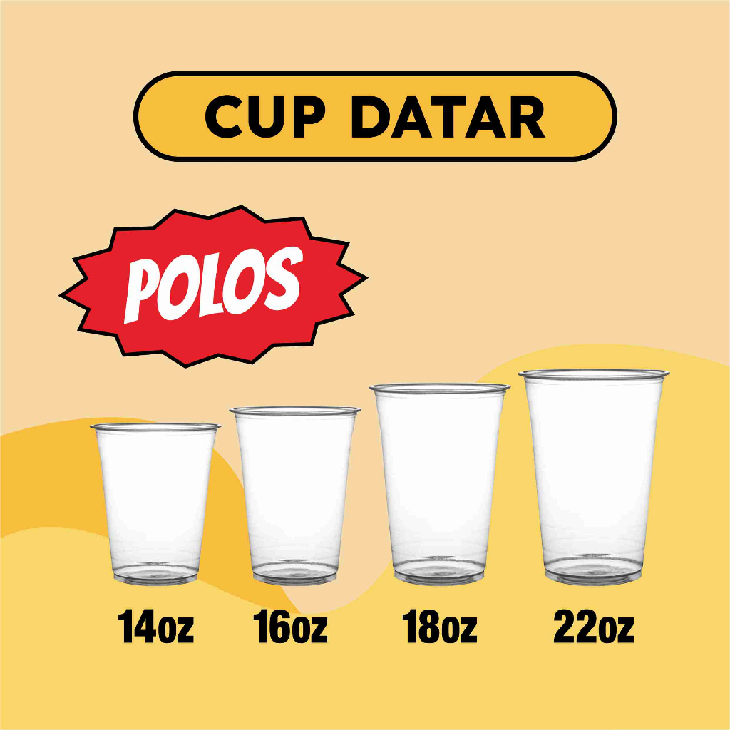 Cup Gelas Minuman Polos 14oz 16oz 18oz 22oz Datar Murah