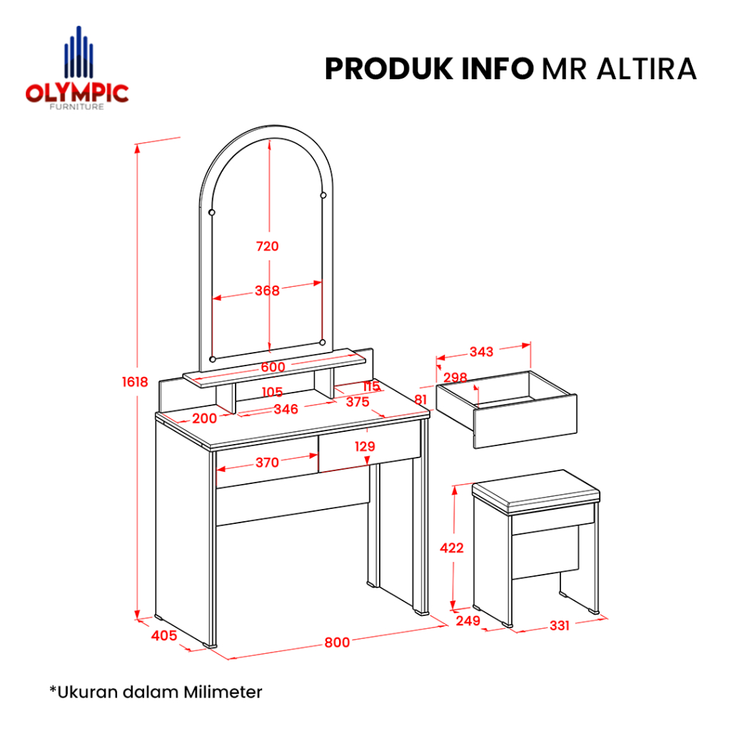 Olympic MR ALTHIRA / Meja Rias Modern Minimalis