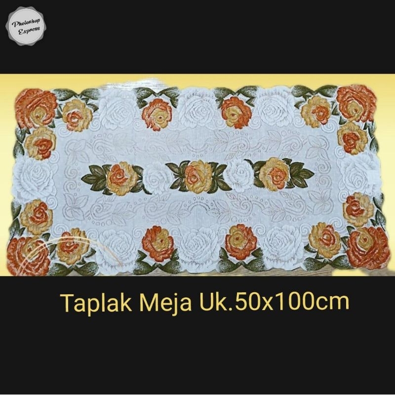 Taplak meja Ruang tamu meja Kaca terbaru Cod ukuran persegi panjang 50x100cm poliester
