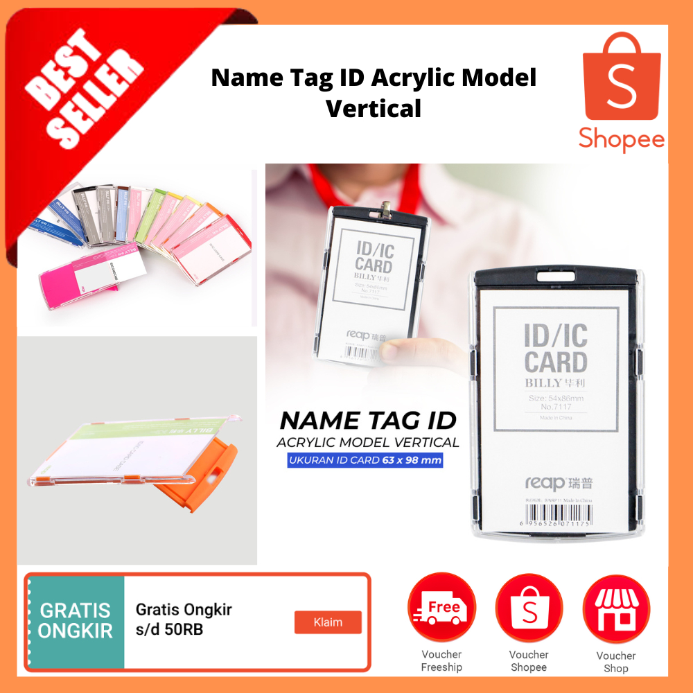 

Name Tag ID Acrylic Model Vertical / Tempat Kartu Id Akrilik Lencana Paspor