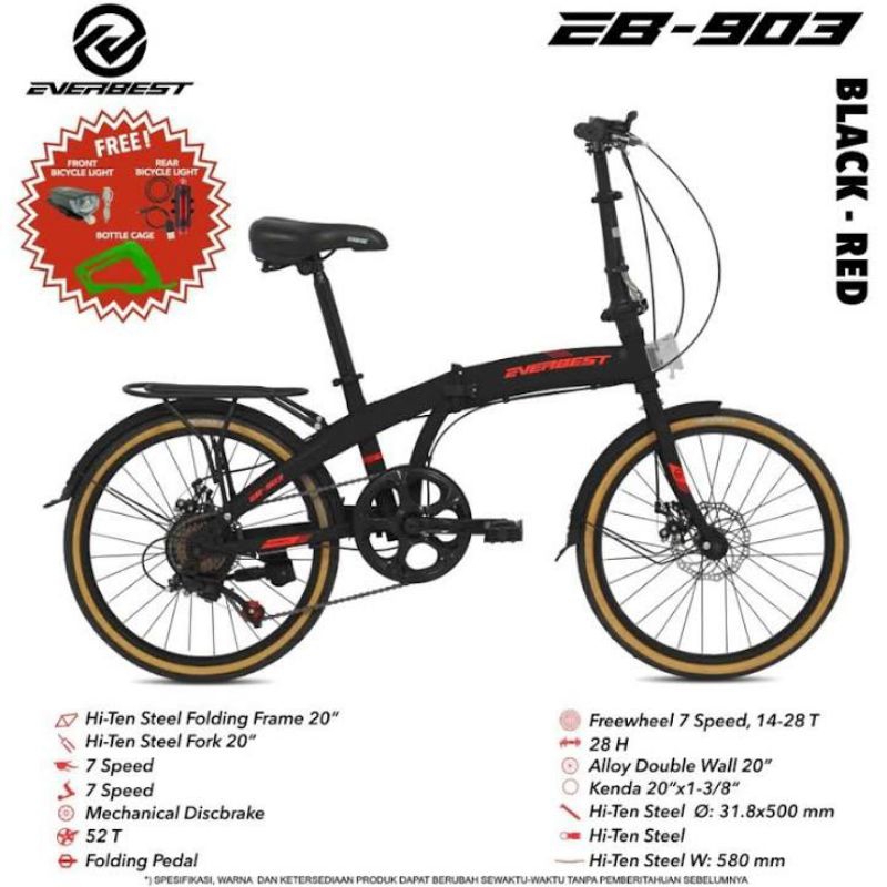 SEPEDA LIPAT EVERBEST EB-903 BY PACIFIC 7 SPEED DOUBLE DISC 20 INCH