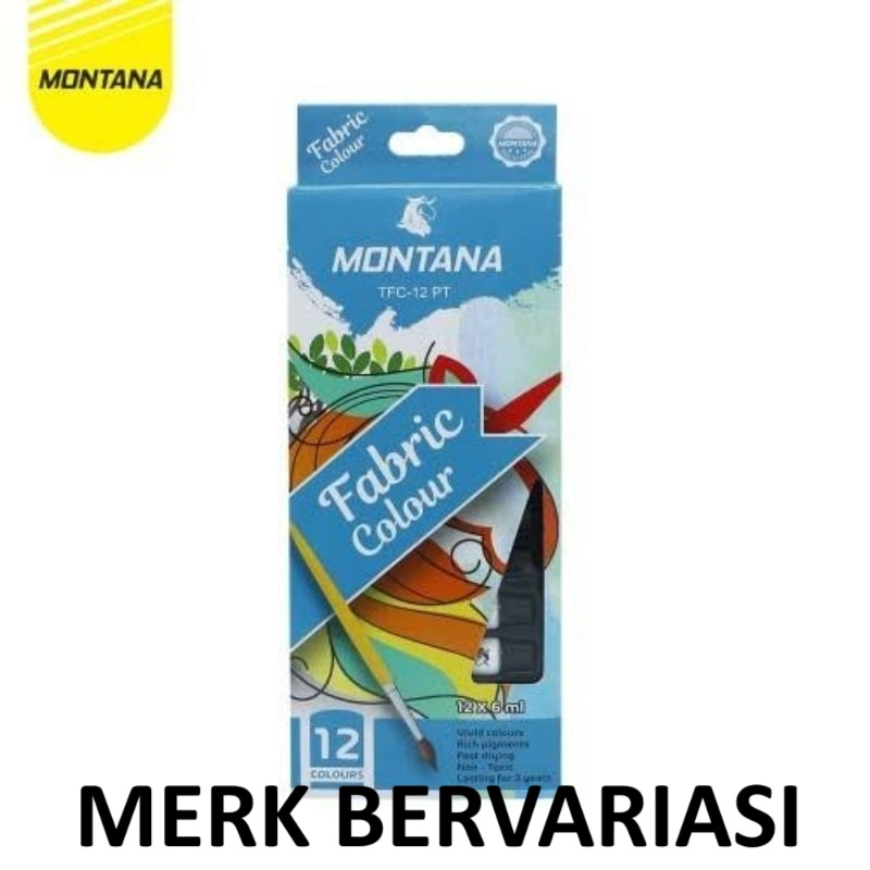 

1 SET Cat Kain Textil Fabric Colour 12 Warna 6ml Merk Bervariasi