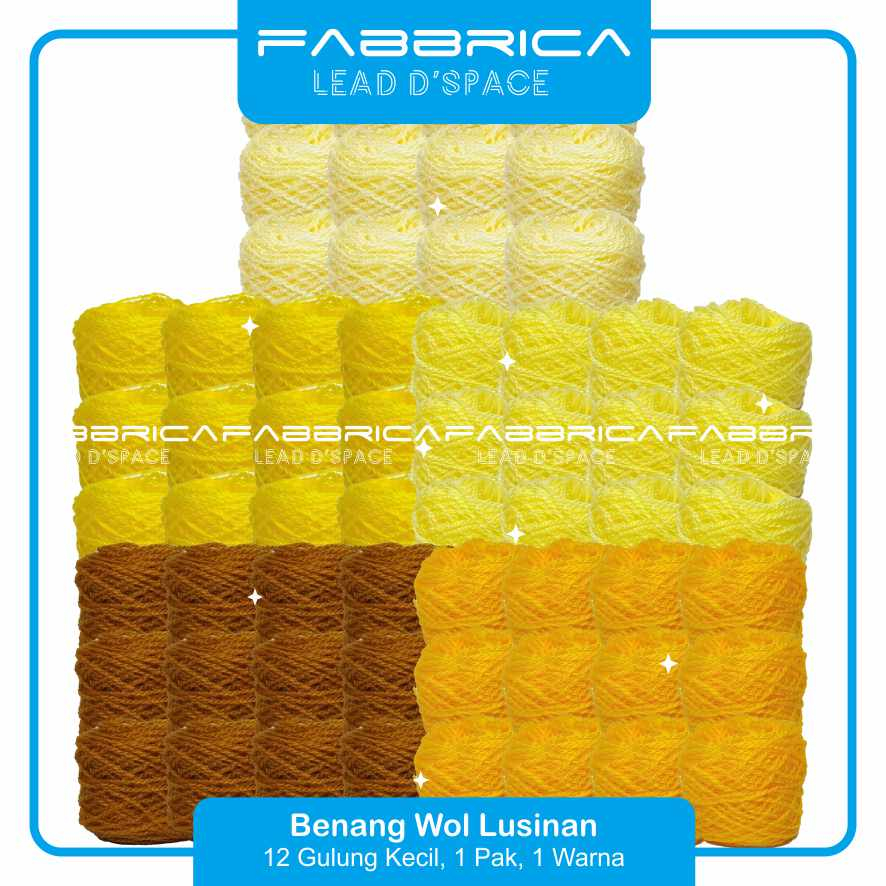 Fabbrica - Benang Wol Vonel Lusinan 12pcs Kecil Kuning / Benang Wool Rajut Sulam Kristik Vonel Siet 