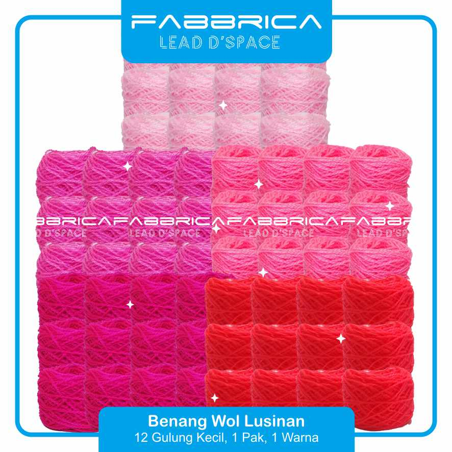 Fabbrica - Benang Wol Vonel Lusinan 12pcs Kecil Pink Benang Wool Rajut Sulam Kristik Siet Yarn Kecil
