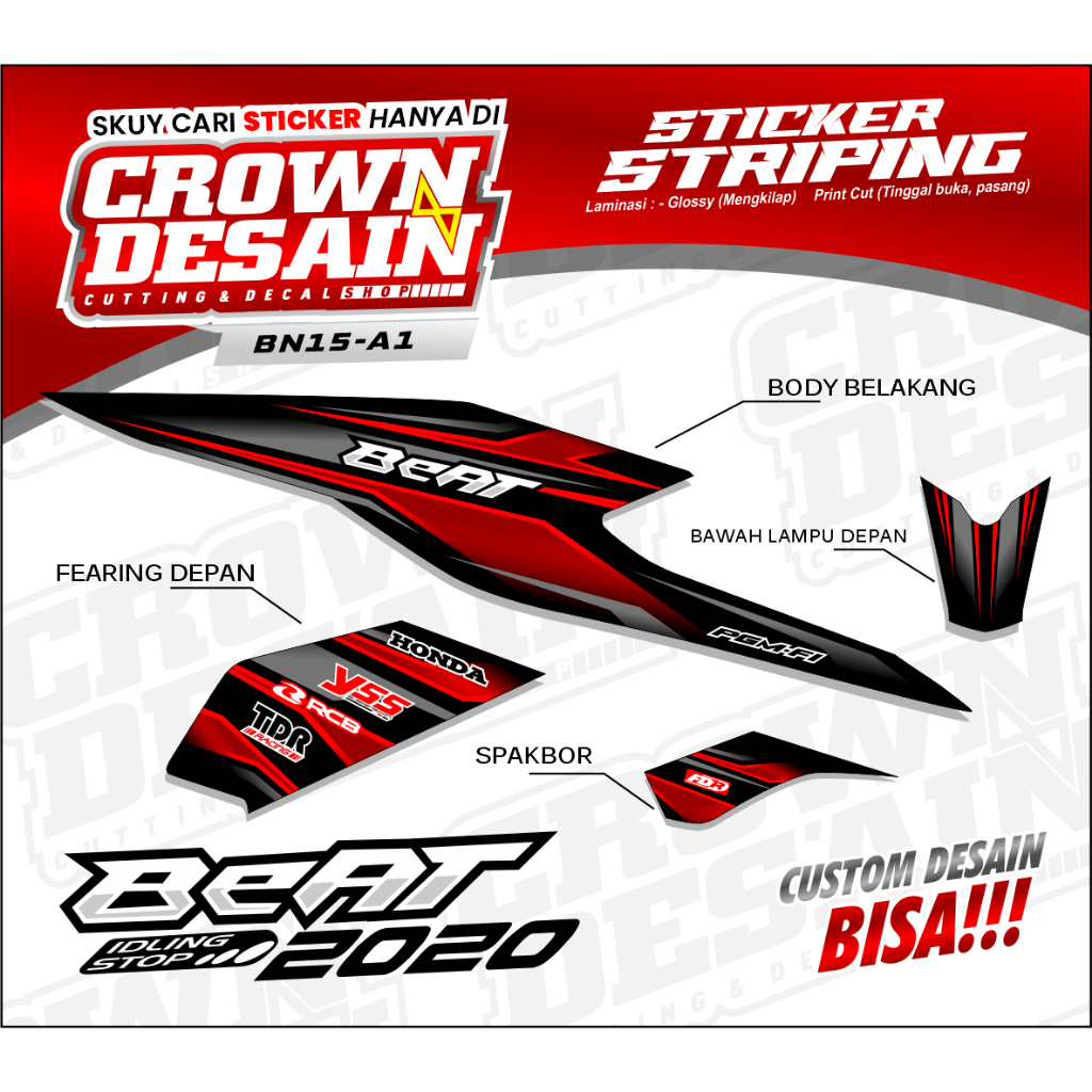 Striping Beat Street 2022 Grafis - Variasi Stiker Motor - Skotlet List Body Motor Beat BN