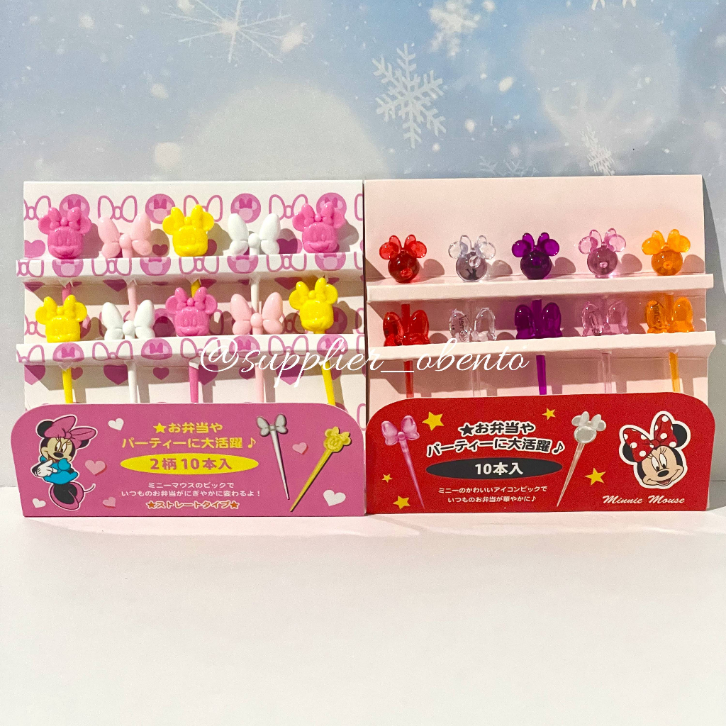 [Seria] Minnie Picks Lunch Pick Bento Minnie Mouse Disney Food Pick - Tusukan Bento Buah Bentuk Minn
