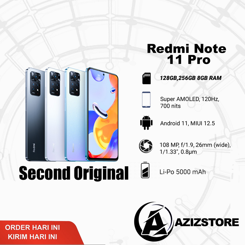 Xiaomi Redmi Note 11 Pro 5G SECOND ORIGINAL Redmi Note 11 Pro Bekas MULUS FULLSET