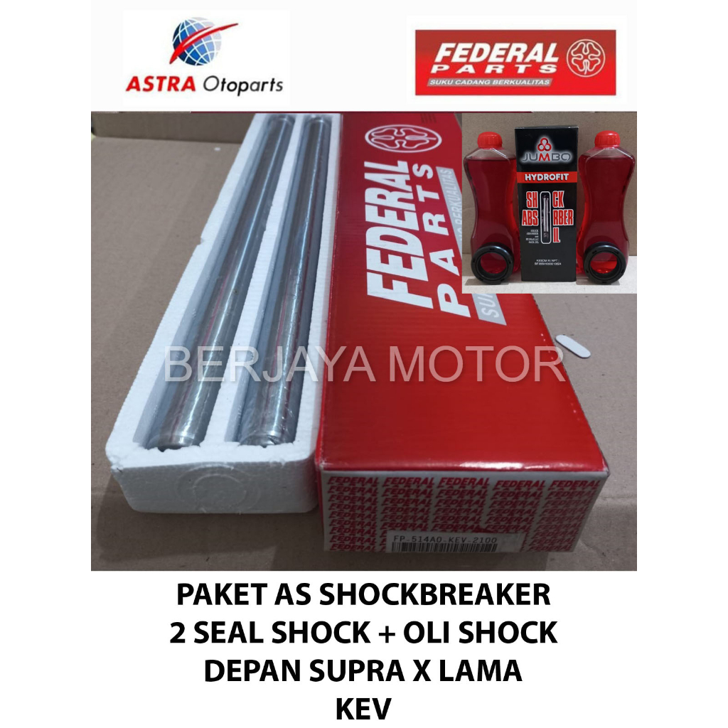 PAKET AS SHOCK DEPAN SUPRA X LAMA KEV + 2 SEAL SHOCK+OLI SHOCK FEDERAL ORIGINAL