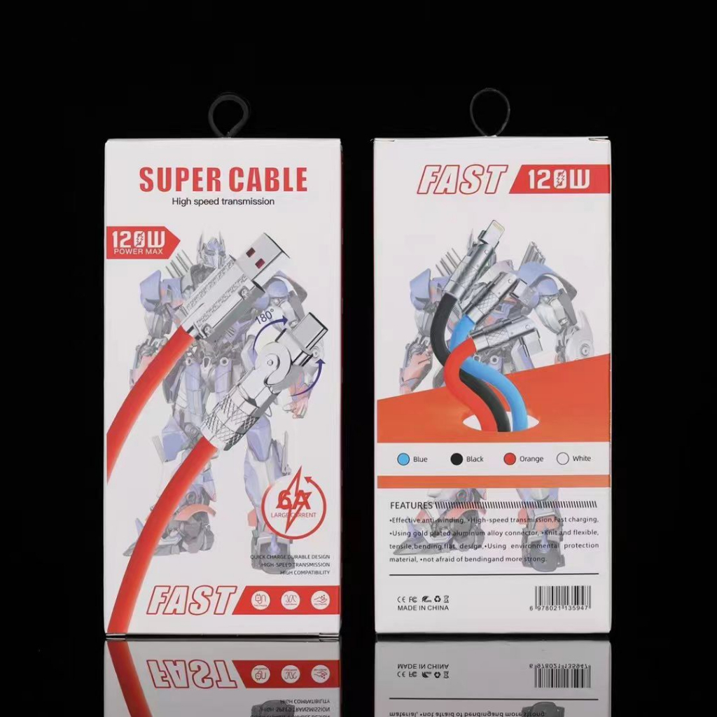 KABEL DATA PUTAR 180 DERAJAT FAST CHARGING 6A 120 WATT ZINC ALLOY 120W TYPE C / MICRO V8 / LIGHTNING BY SMOLL