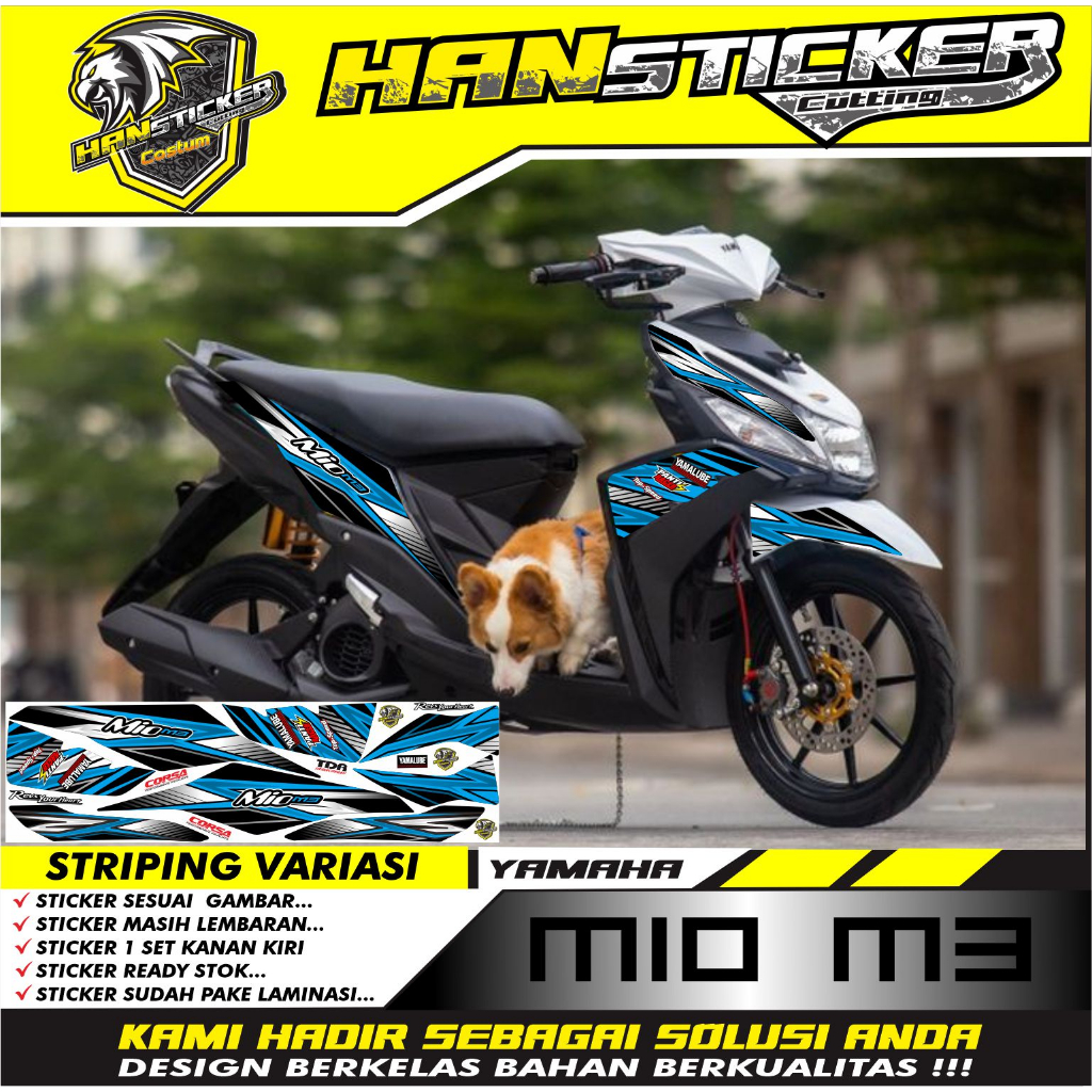 STRIPING VARIASI MOTOR YAMAHA MIO M3 VARIASI RACING BIRU , MIO M3