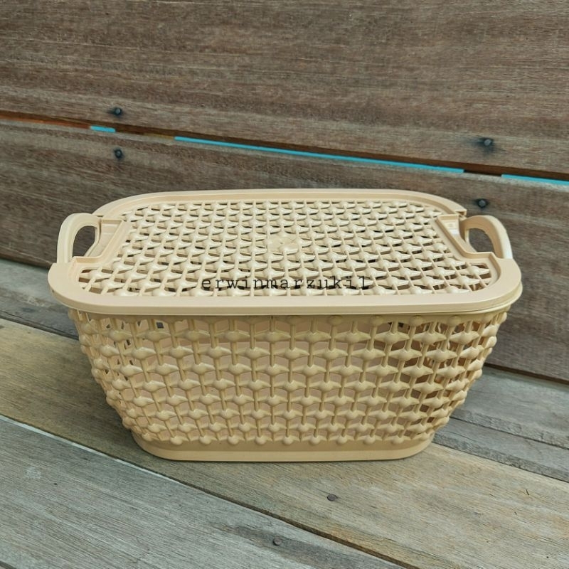 Keranjang Serbaguna Plastik Tutup Storage