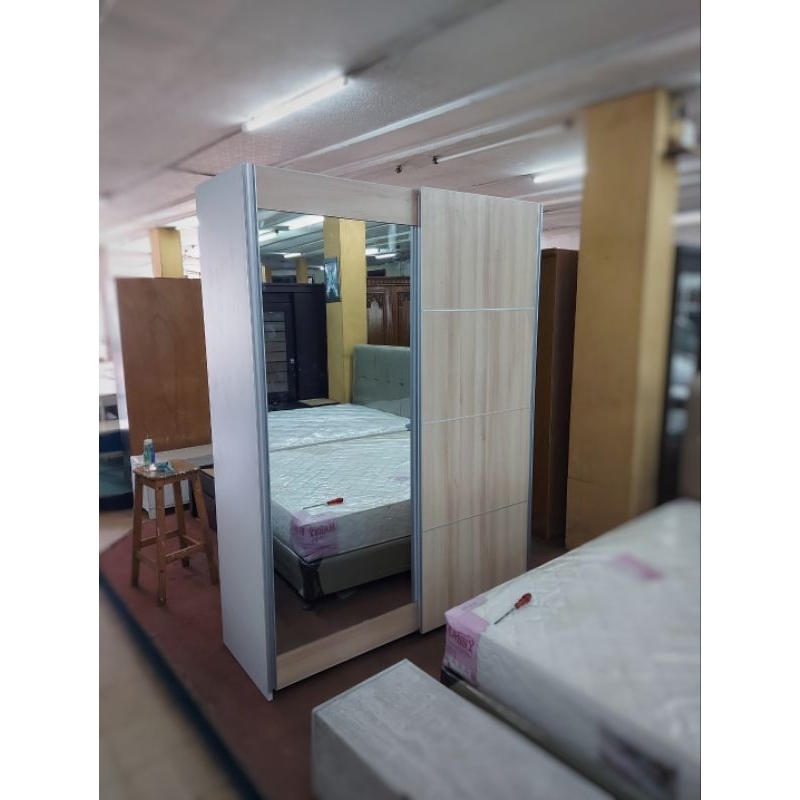 Lemari Pakaian 2 Pintu Cermin Sliding Jumbo HPL - Lemari Baju Pintu Geser -  Minimalis Modern