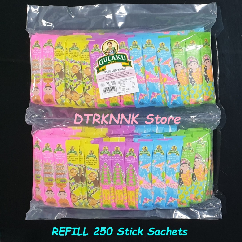 

GULAKU Sugar Sticks Gula Stik 8gr Refill ( 125 sachets / 250 sachets )