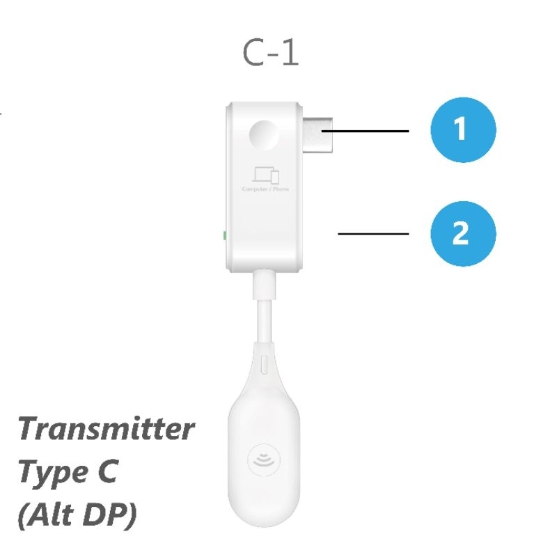 EZCast Compact Mate 2 HDMI Wireless Receiver and Transmitter Type C DP - C1R1 - White