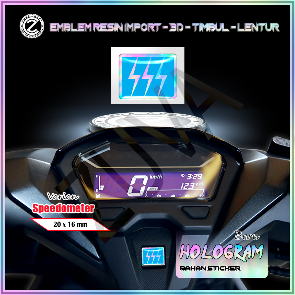 EMBLEM HOLOGRAM SPIDOMETER HONDA LOGO SSS BIRU STIKER TIMBUL AKSESORIS MOTOR STICKER SPEEDOMETER